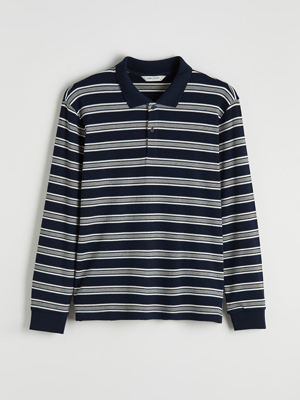 Lacivert Polo Yaka Çizgili Erkek Tişört	