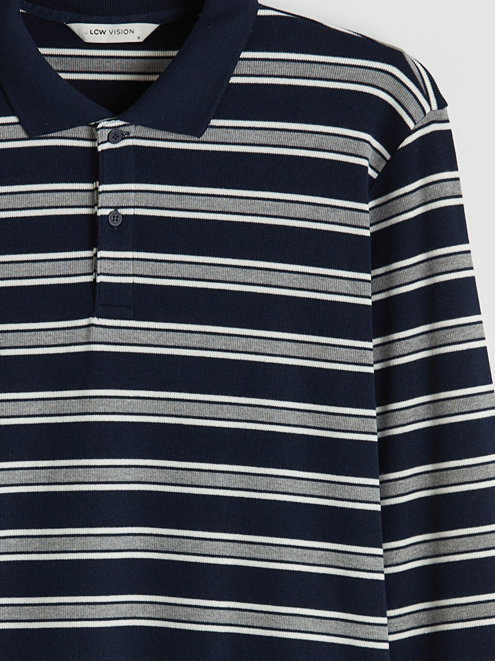 Lacivert Polo Yaka Çizgili Erkek Tişört	-2