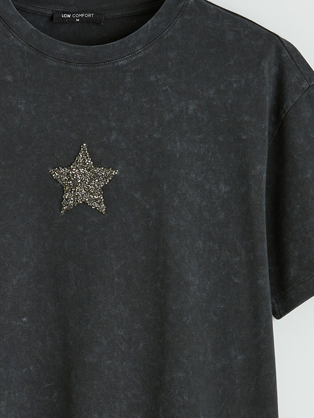 Mavi Bisiklet Yaka Yıldız İşlemeli Kadın Tişört-1