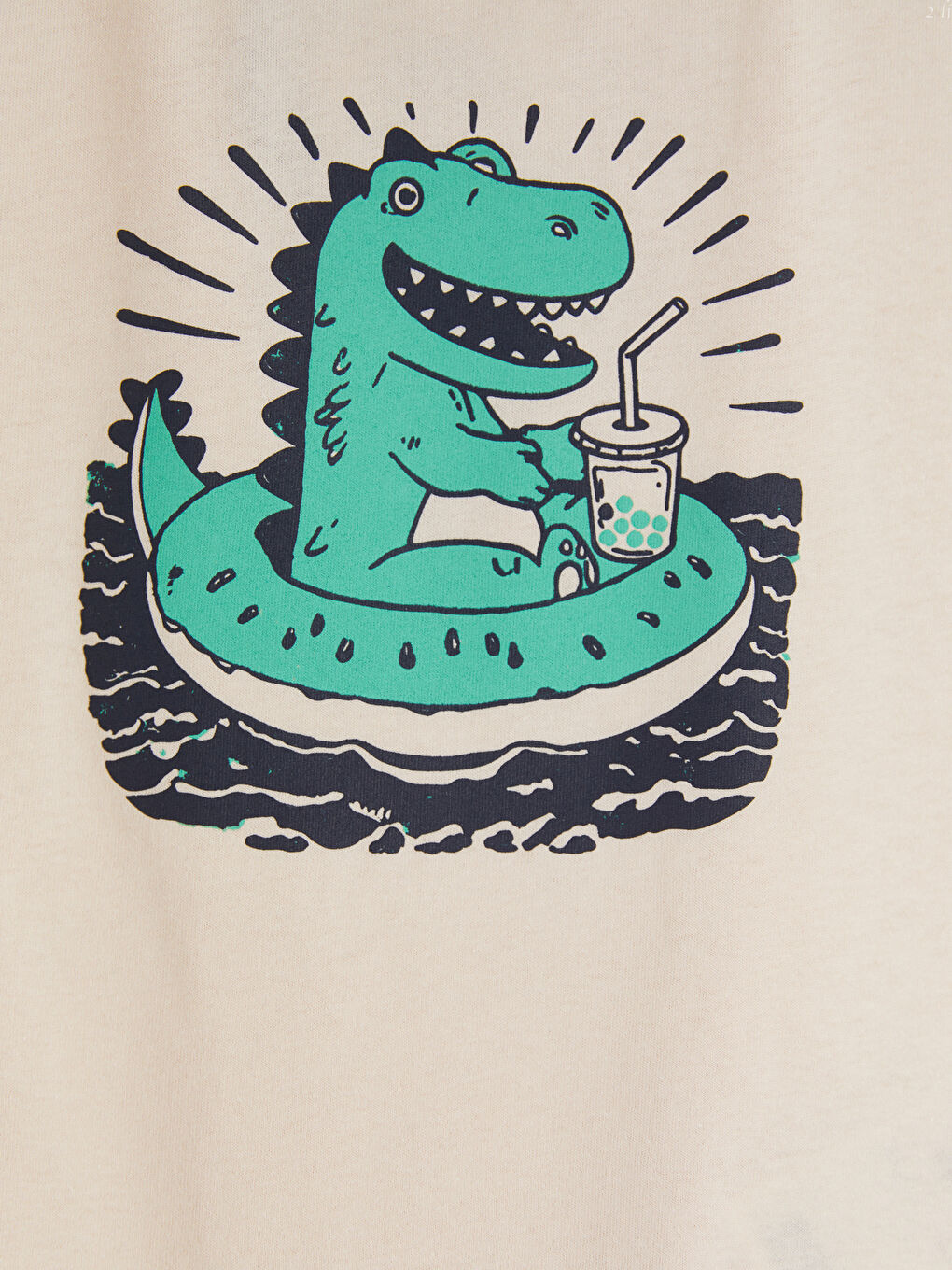 Ekru Baskılı Erkek Çocuk Şortlu Takım-3