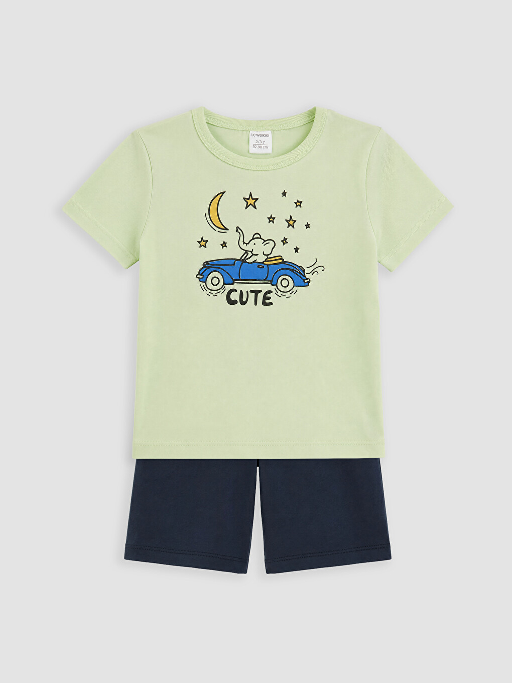 Yeşil Erkek Çocuk Baskılı Şortlu Pijama Takımı