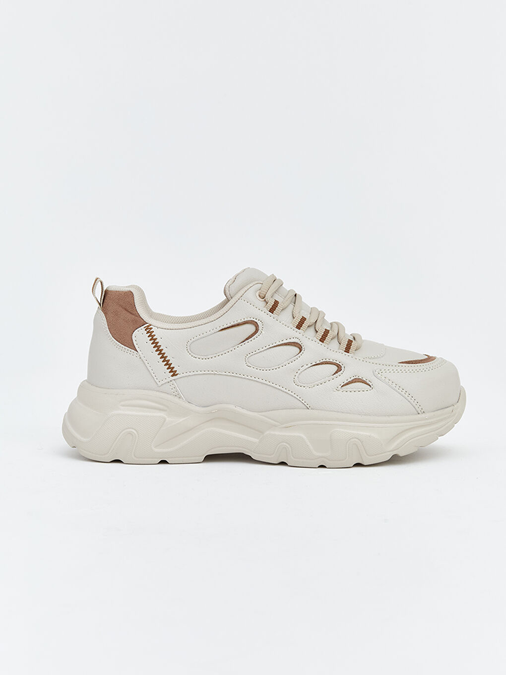 Bej Bağcıklı Kadın Spor Ayakkabı-1