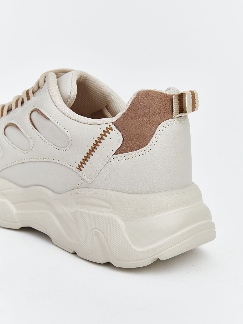 Bej Bağcıklı Kadın Spor Ayakkabı-4