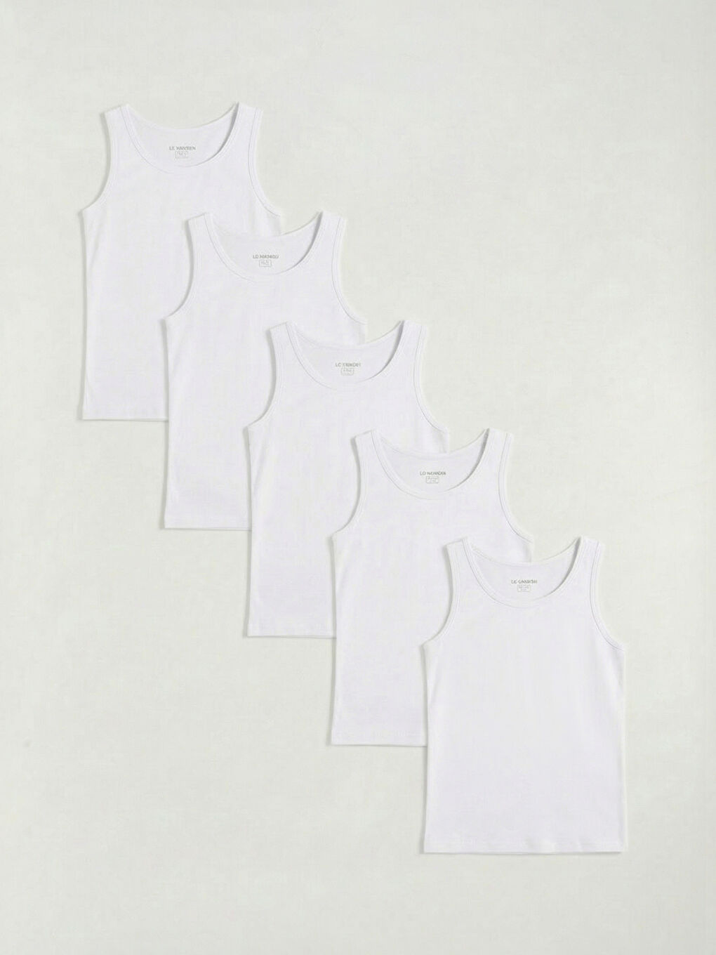 Beyaz Bisiklet Yaka Kız Çocuk Atlet 5'li