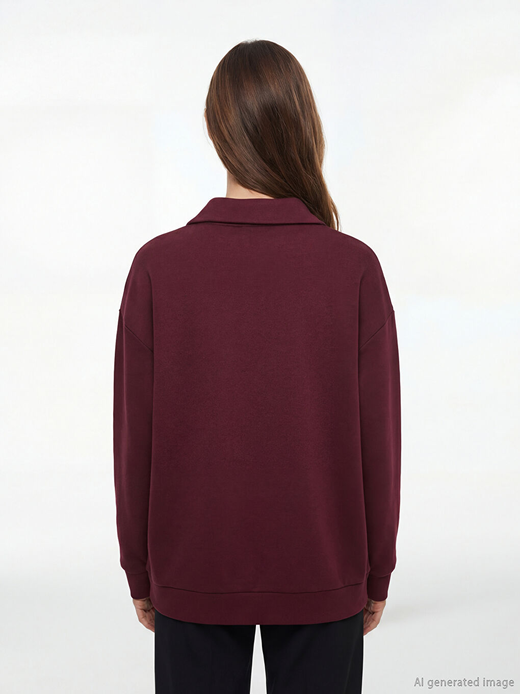Mürdüm Nakışlı Soft Touch Oversize Kadın Sweatshirt Tunik-3
