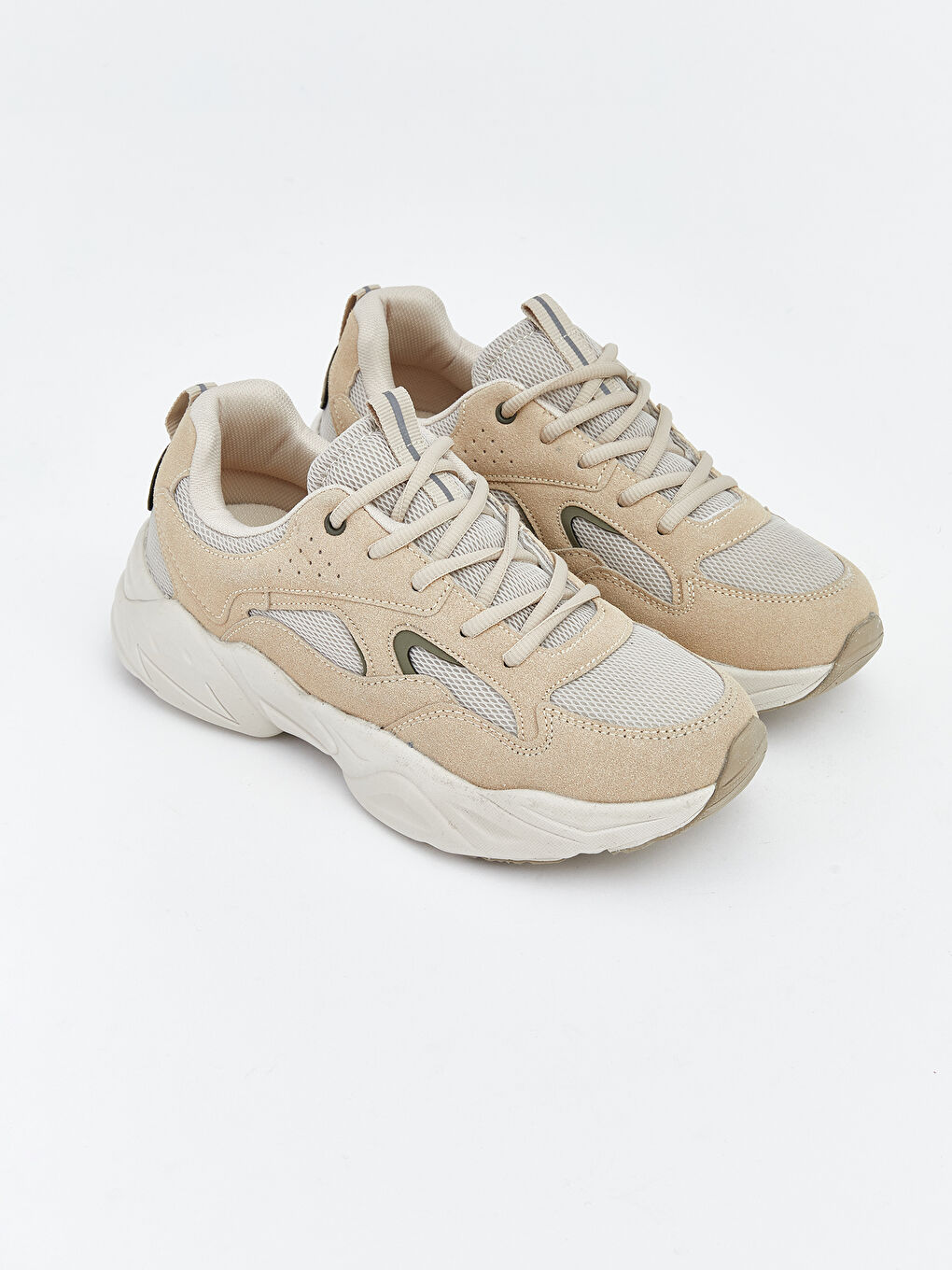 Bej Bağcıklı Kadın Spor Ayakkabı