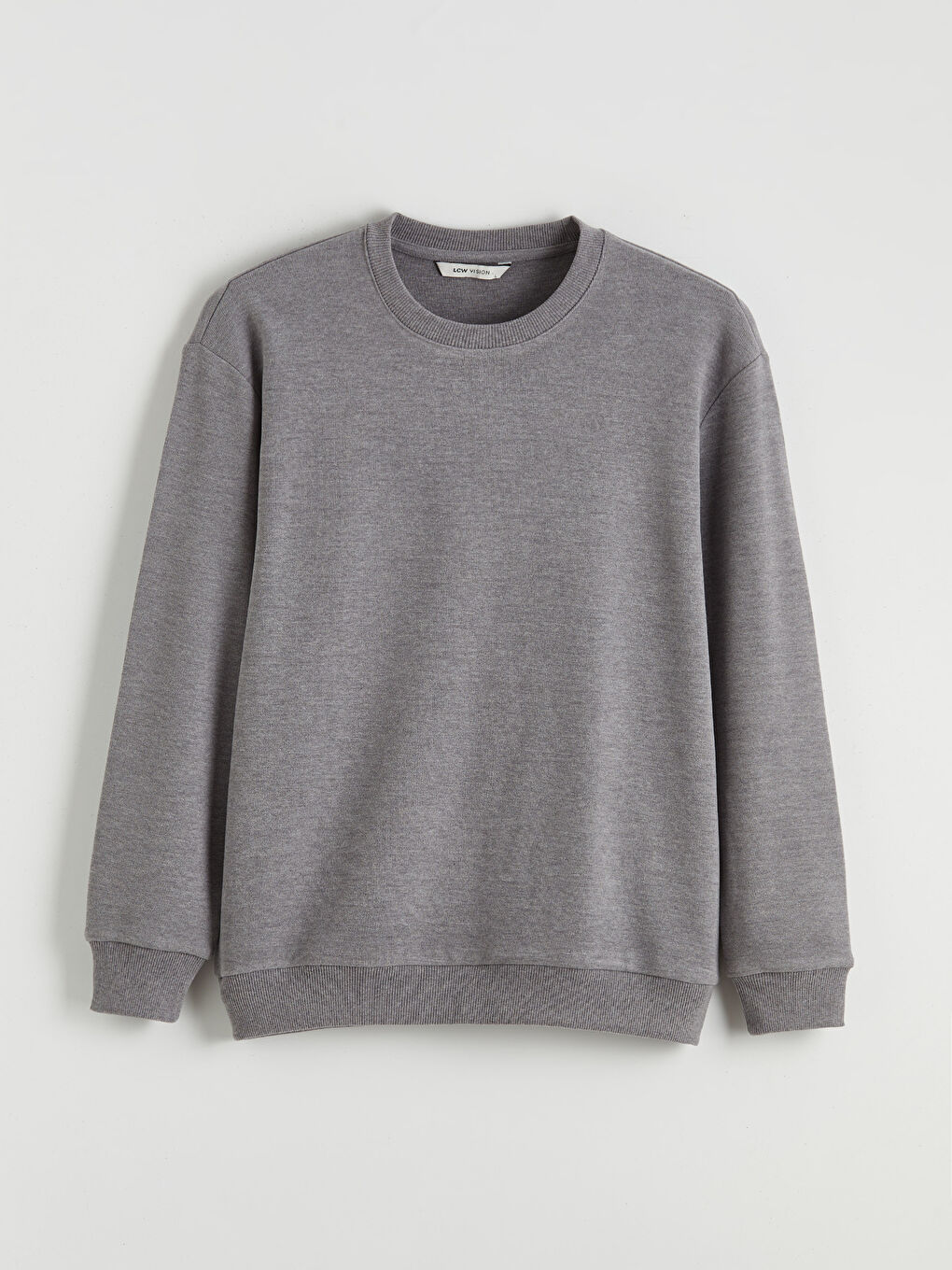 Gri Bisiklet Yaka Erkek Sweatshirt