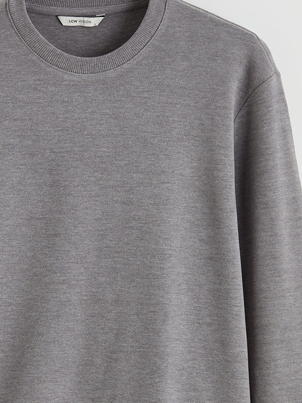 Gri Bisiklet Yaka Erkek Sweatshirt-1