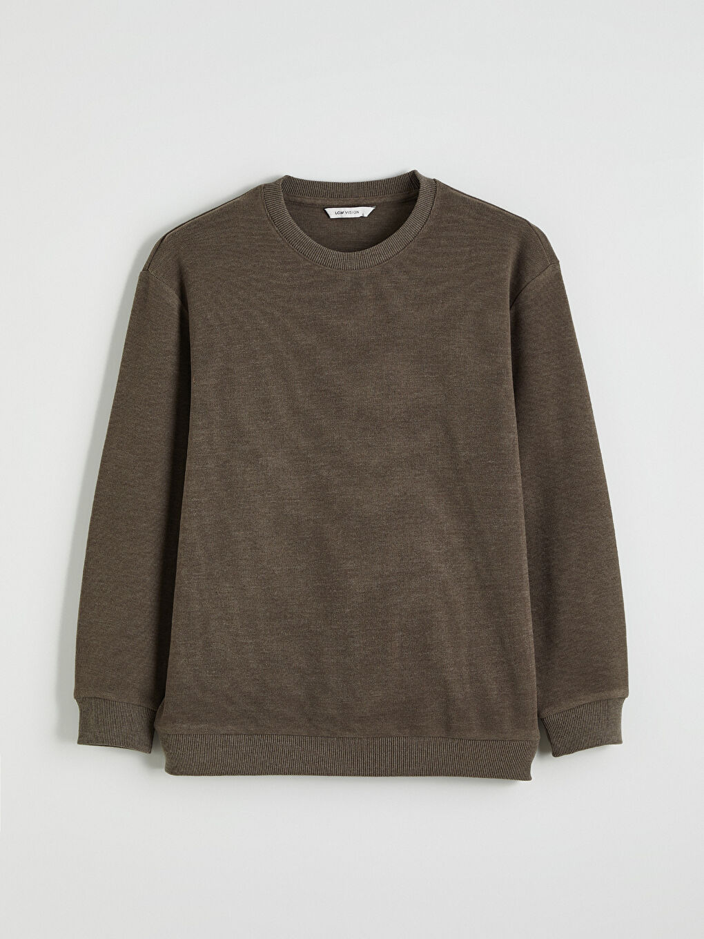 Kahverengi Bisiklet Yaka Erkek Sweatshirt