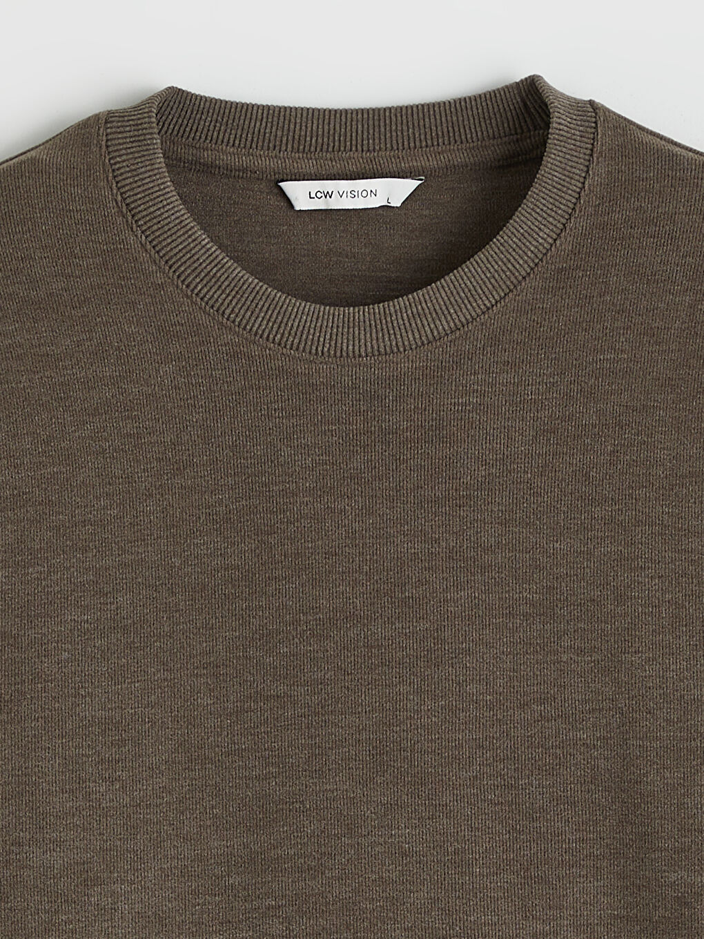 Kahverengi Bisiklet Yaka Erkek Sweatshirt-1