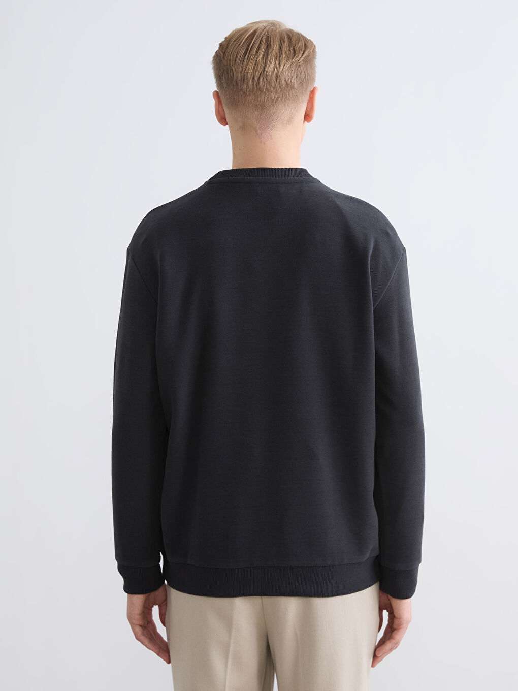 Antrasit Bisiklet Yaka Erkek Sweatshirt-3