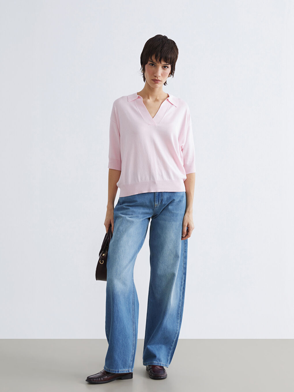 Polo Collar Oversize Women's Knitwear Sweater-1