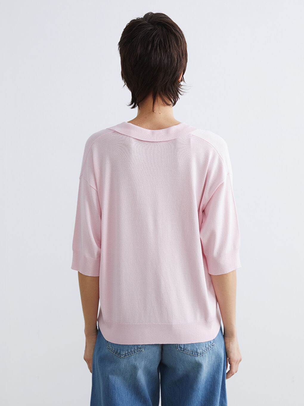 Polo Collar Oversize Women's Knitwear Sweater-3