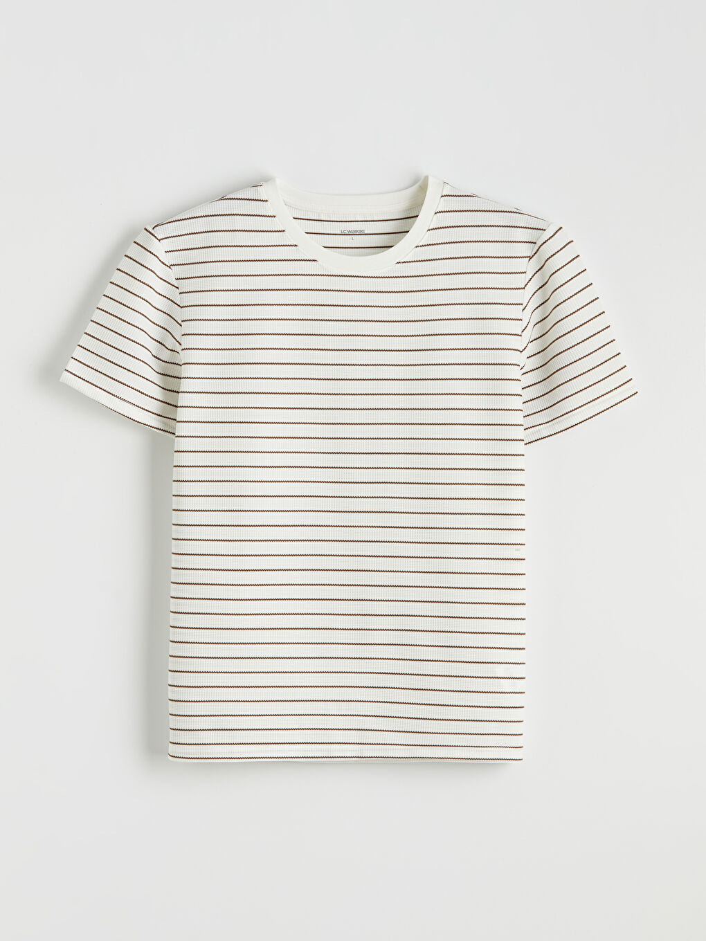 Beyaz Bisiklet Yaka Çizgili Erkek Tişört-4