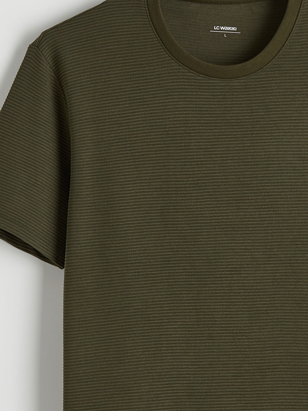 Yeşil Bisiklet Yaka Dokulu Erkek Tişört-5