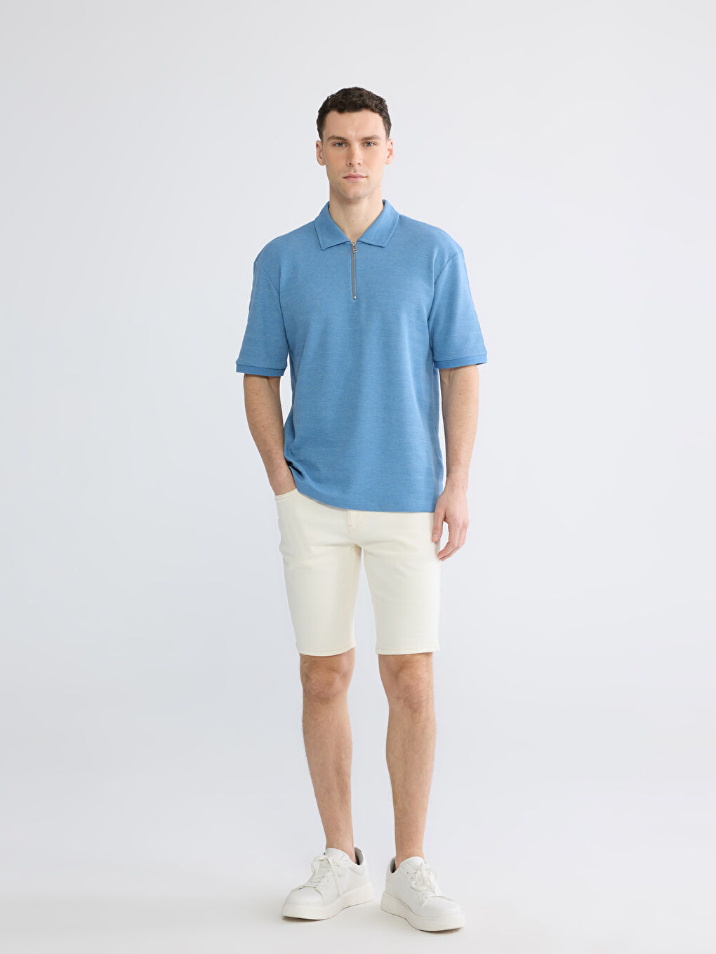 Mavi Polo Yaka Erkek Tişört-1