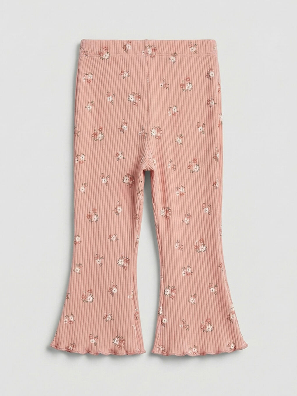 Pembe İspanyol Paça Çiçekli Kız Bebek Tayt-1