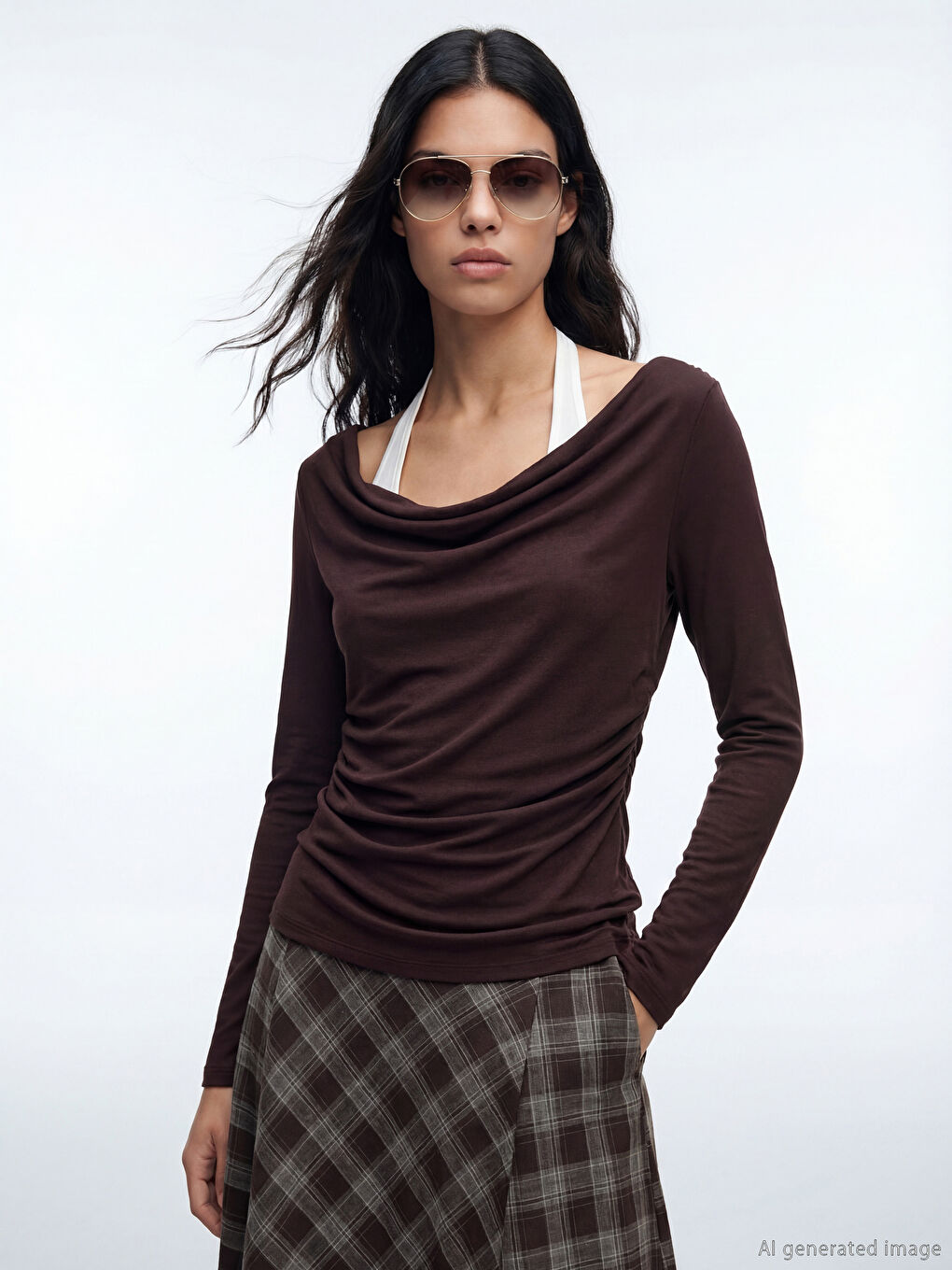 Boat Neck Ruched Blouse