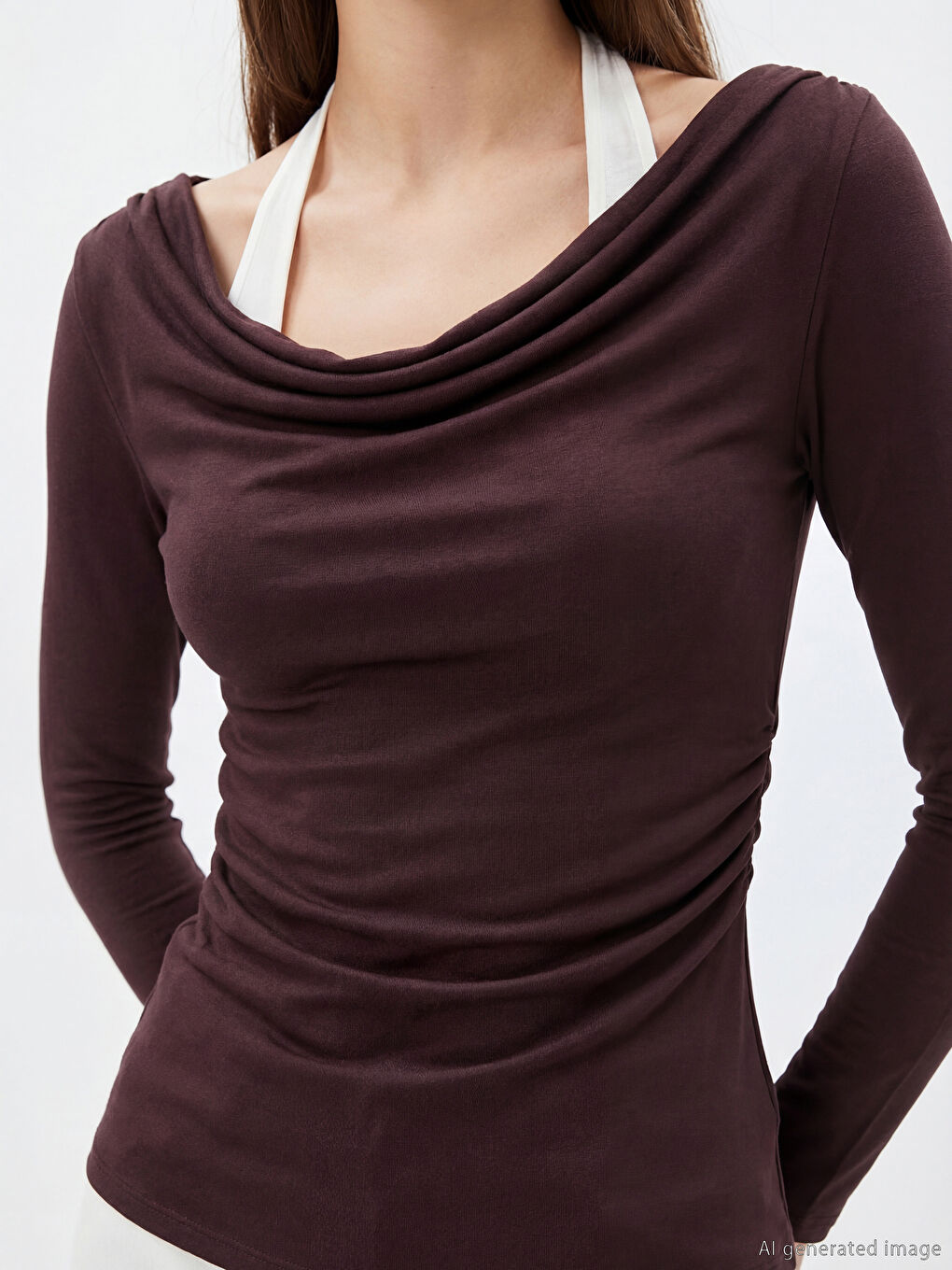 Boat Neck Ruched Blouse-2