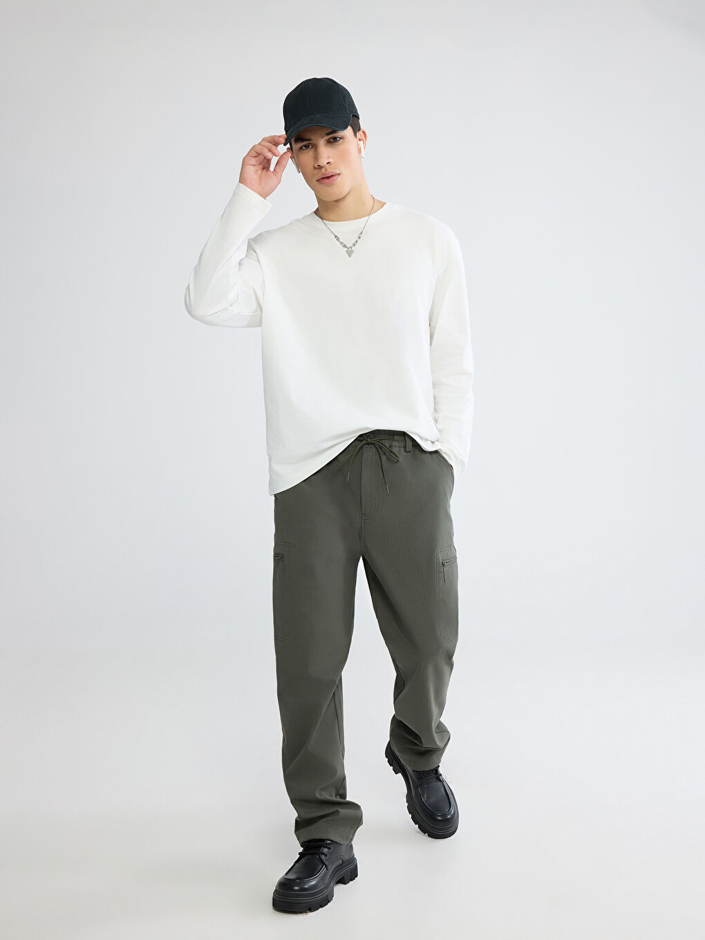 Haki Standart Kalıp Erkek Kargo Pantolon