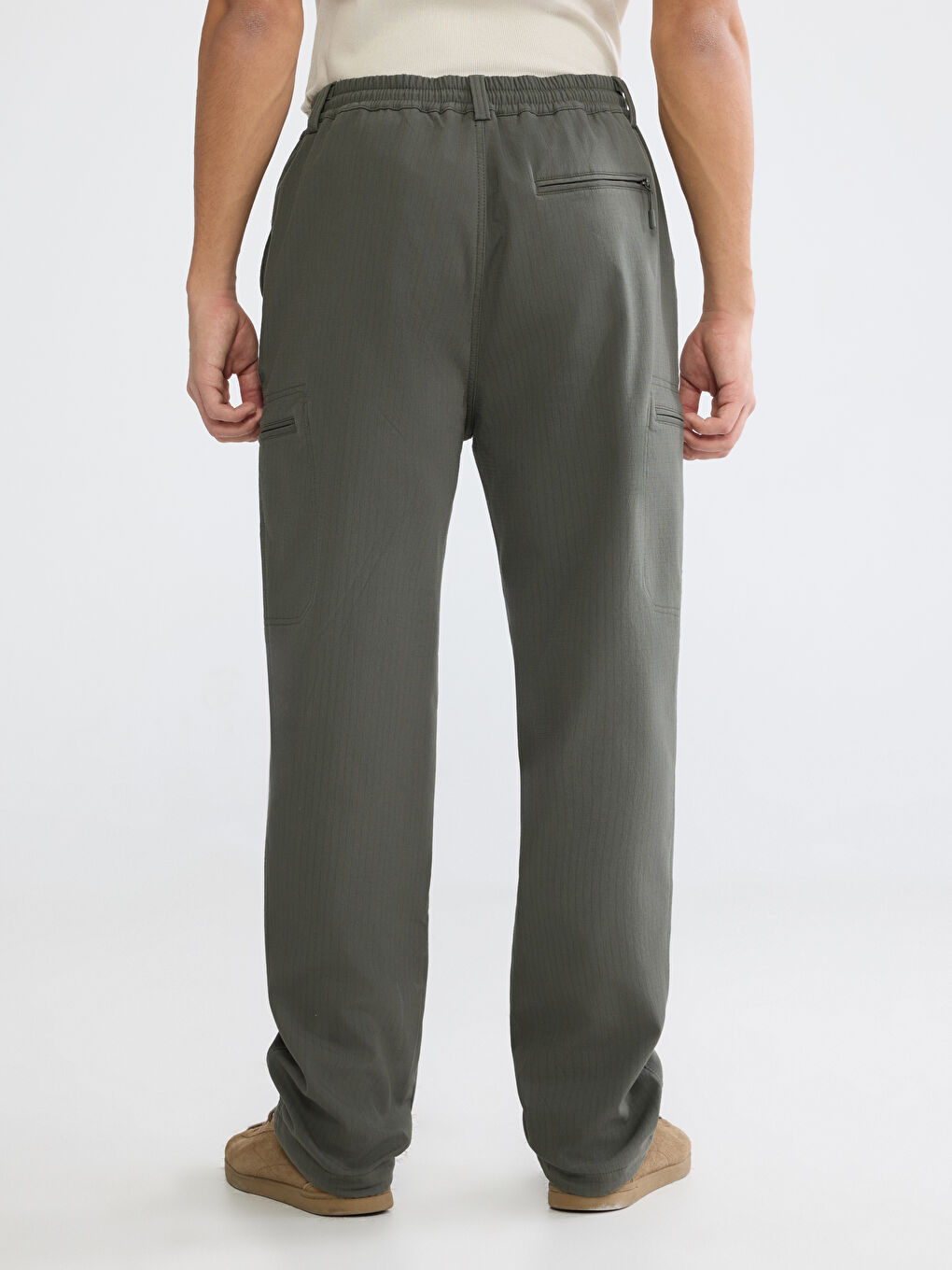 Haki Standart Kalıp Erkek Kargo Pantolon-3