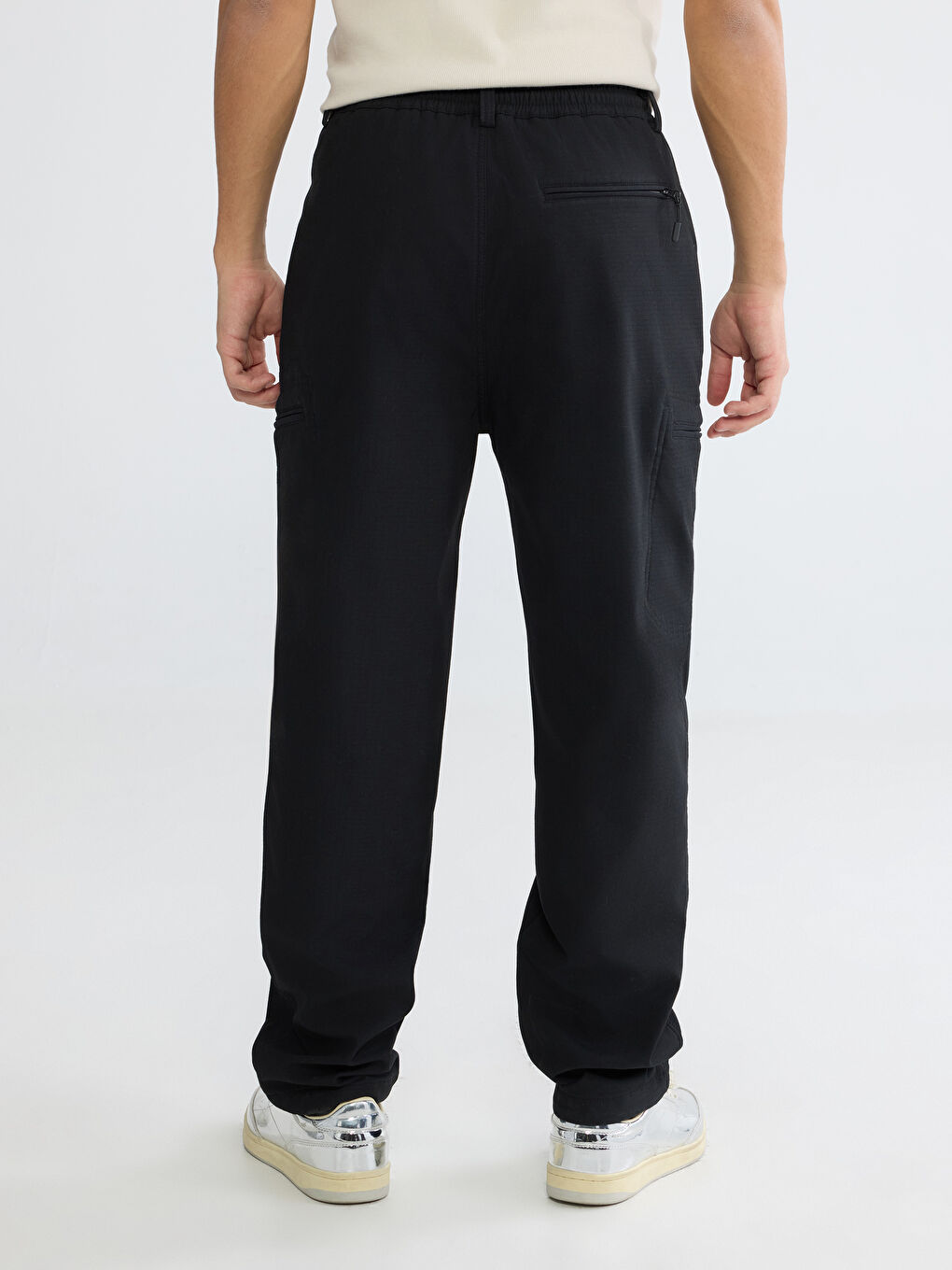 Siyah Standart Kalıp Erkek Kargo Pantolon-3