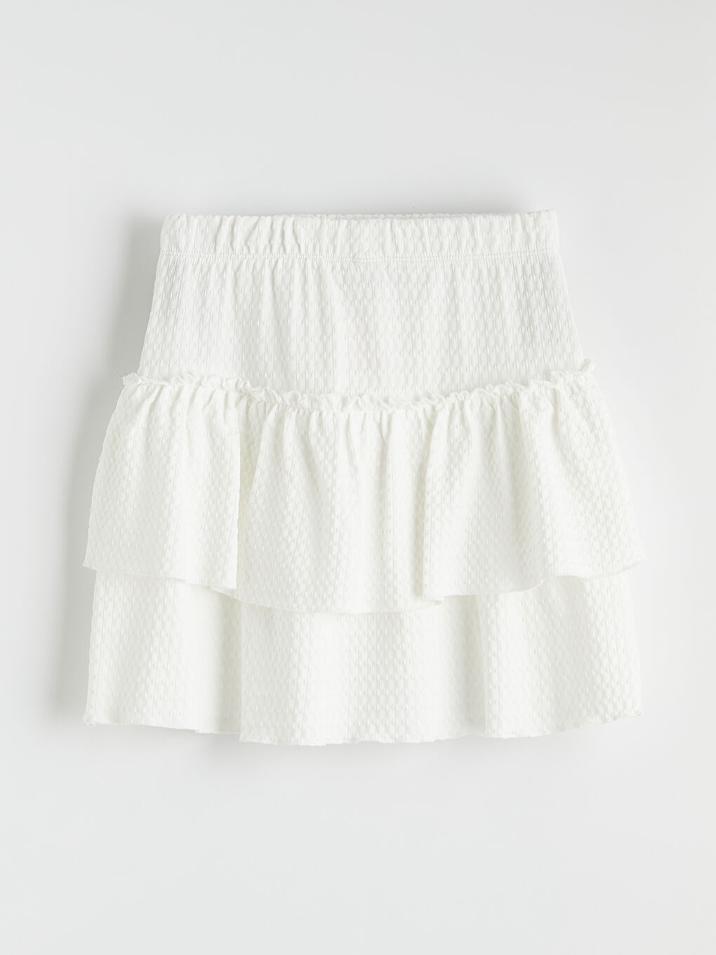 Ekru Beli Lastikli Katkat Kız Çocuk Etek-1