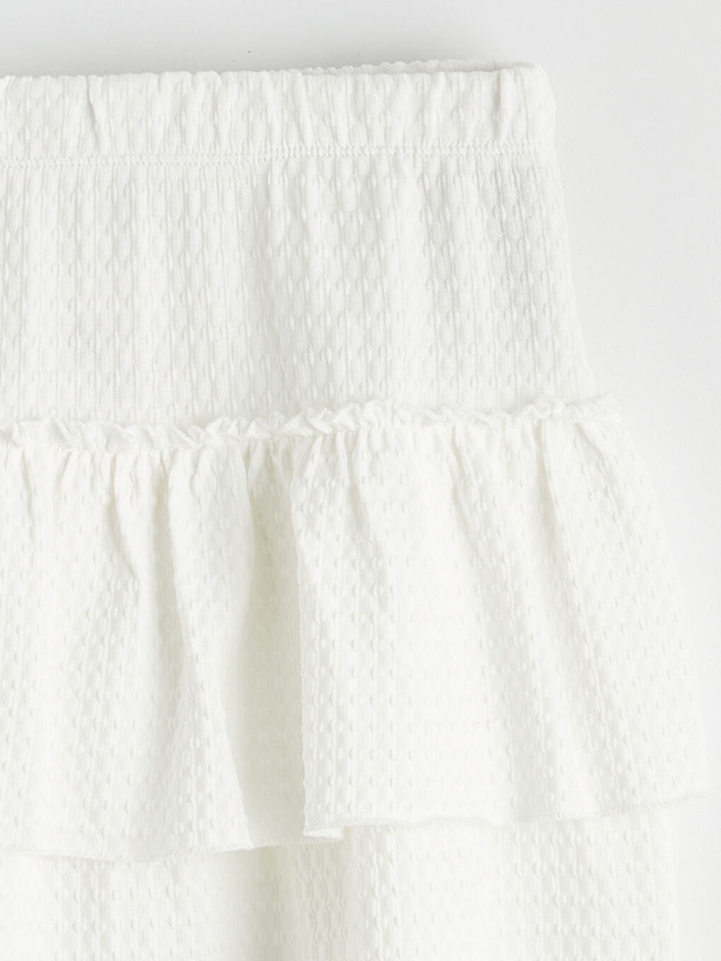 Ekru Beli Lastikli Katkat Kız Çocuk Etek-2