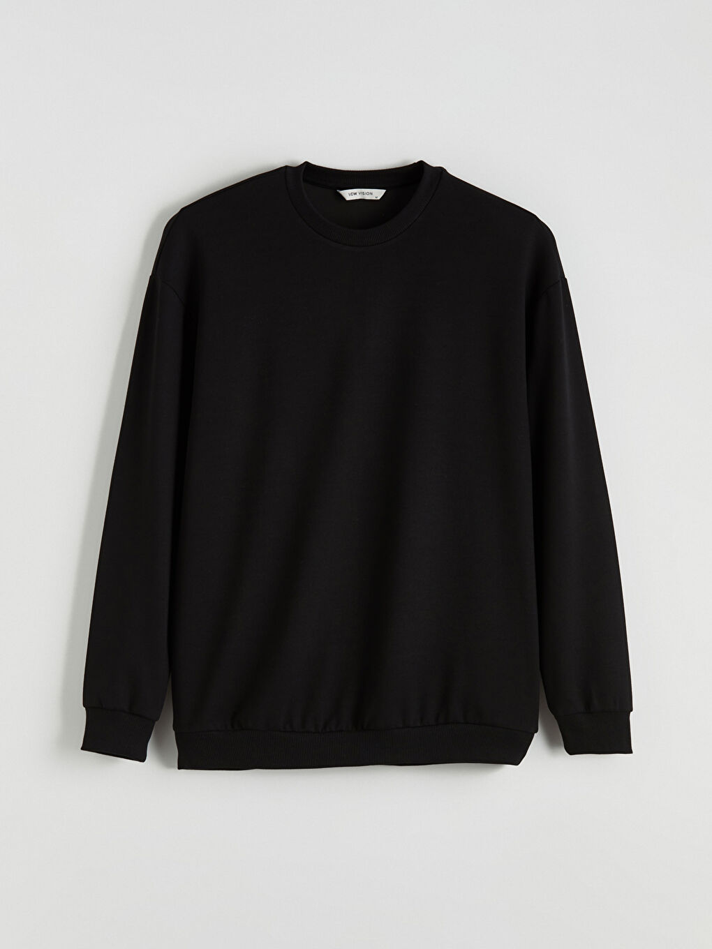 Siyah Bisiklet Yaka Erkek Sweatshirt