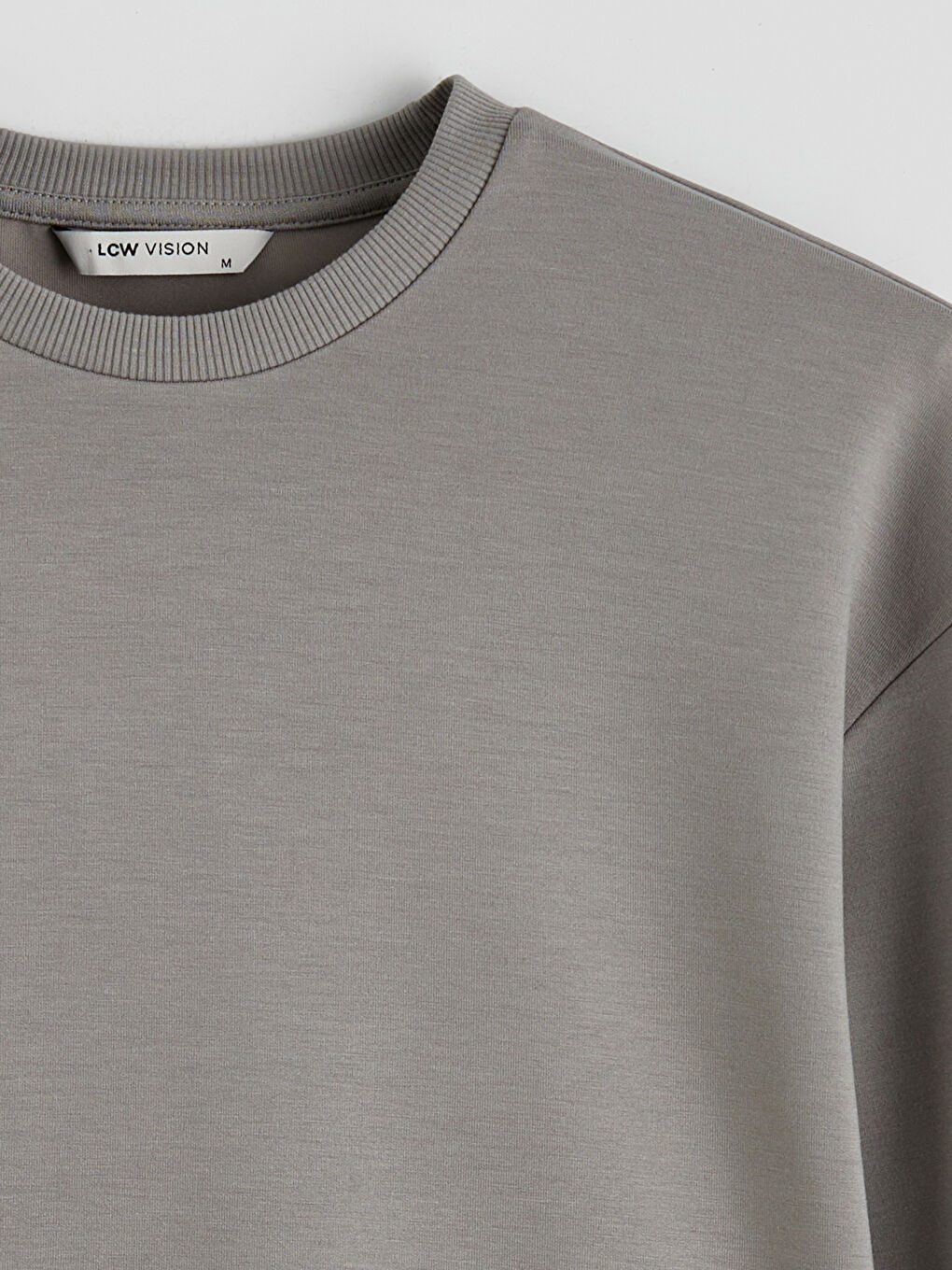 Gri Bisiklet Yaka Erkek Sweatshirt-1