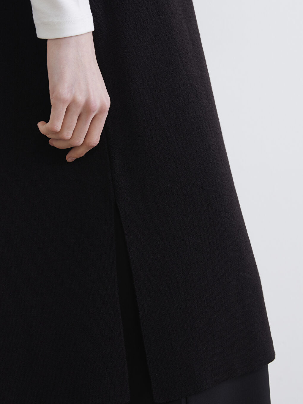 Siyah Şal Yaka Oversize Kadın Triko Yelek-2