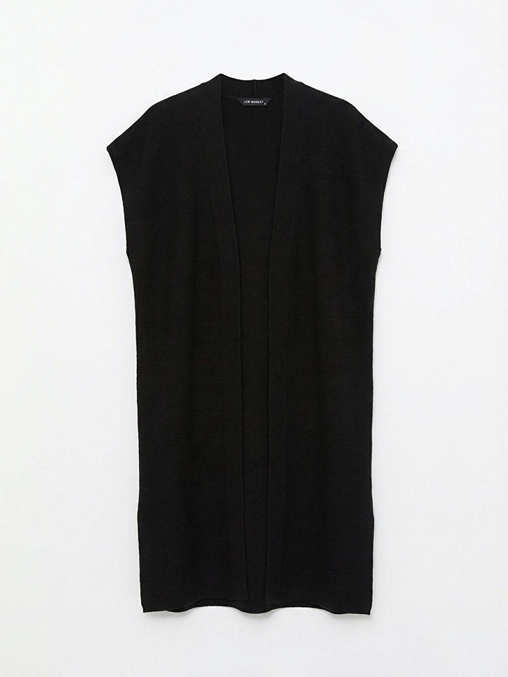 Siyah Şal Yaka Oversize Kadın Triko Yelek-4