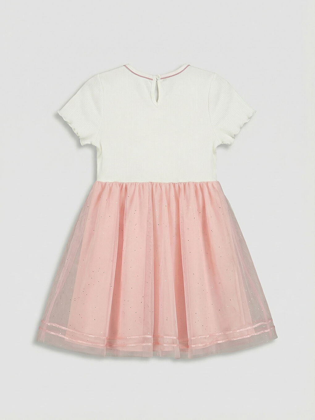 Ekru Bisiklet Yaka Kız Çocuk Tütü Elbise-1