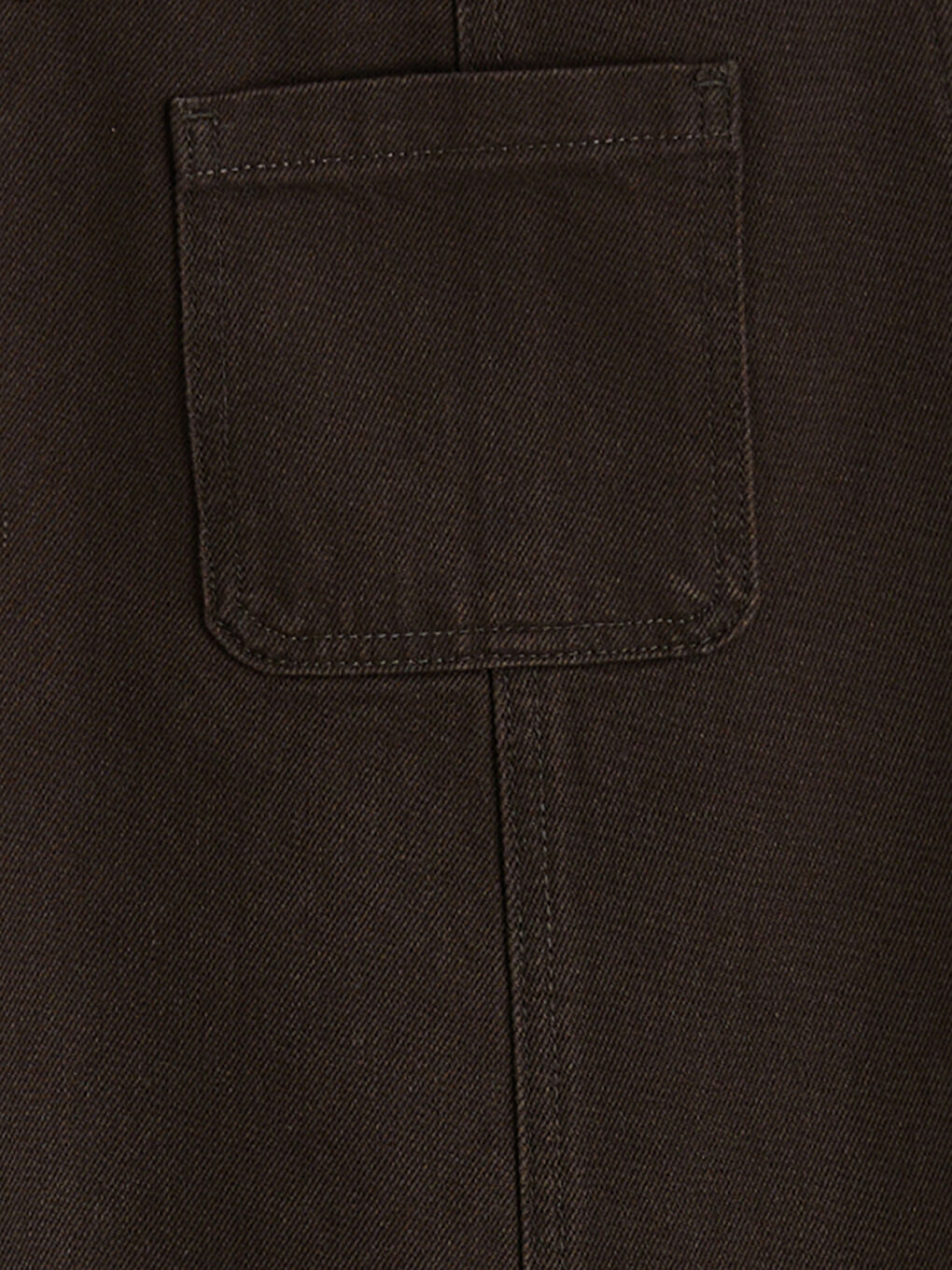 Kahverengi Kare Yaka Askılı Jean Salopet Elbise-5