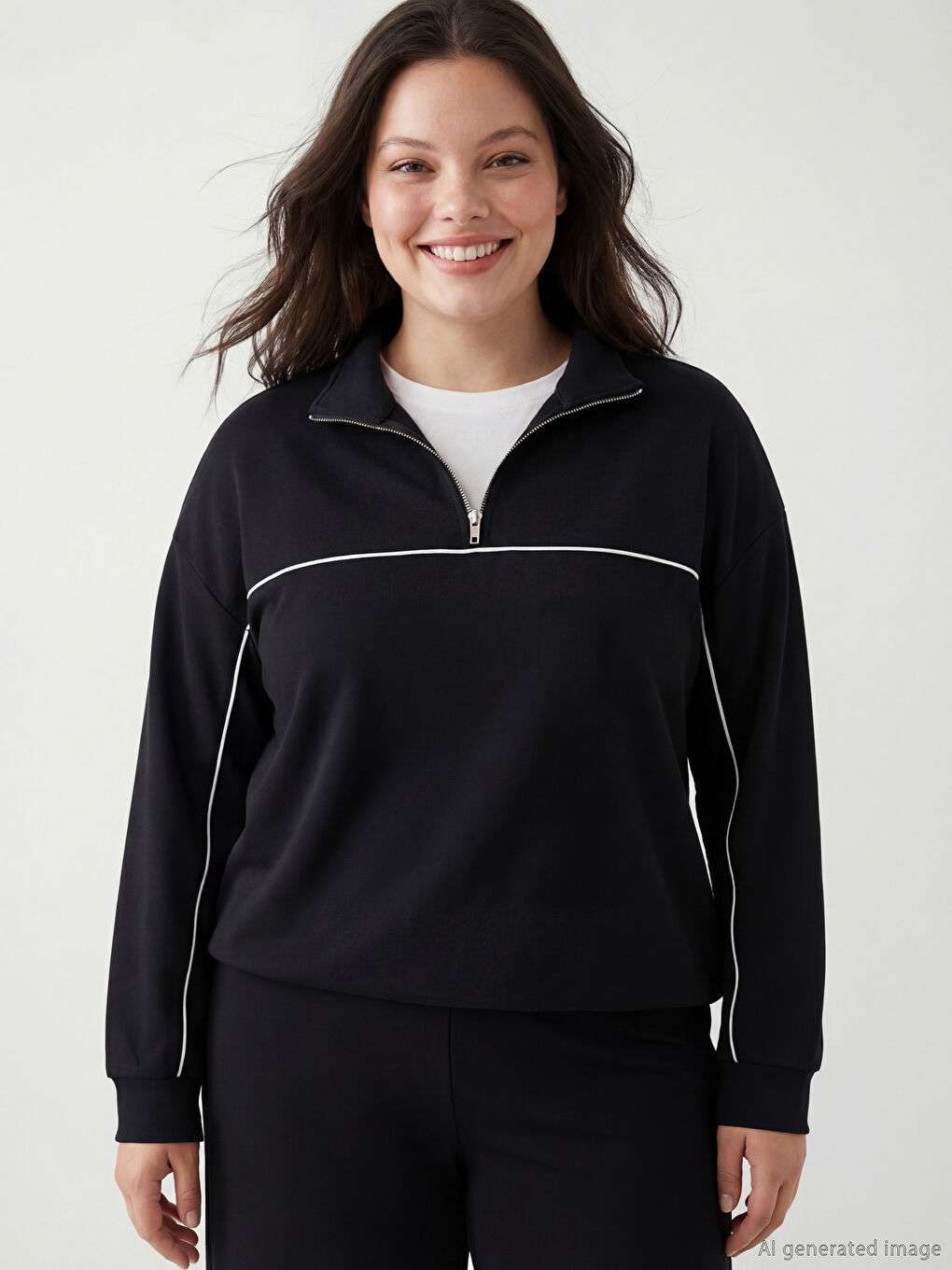 Mock Neck Oversize Women's Sweatshirt-4