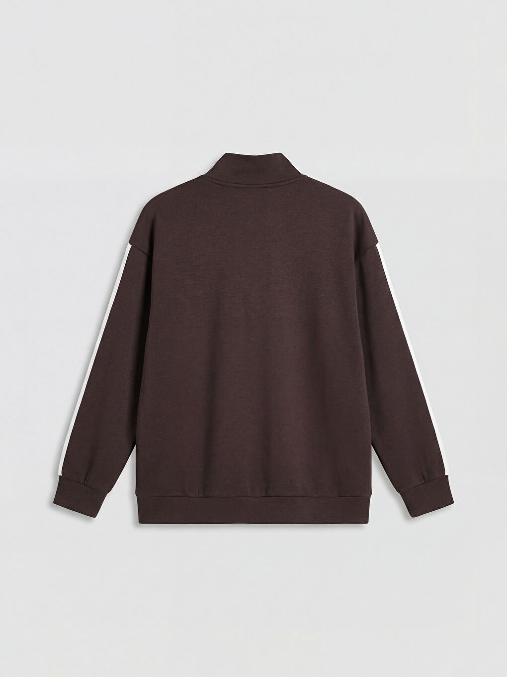 Kahverengi Dik Yaka Oversize Kadın Sweatshirt	-1