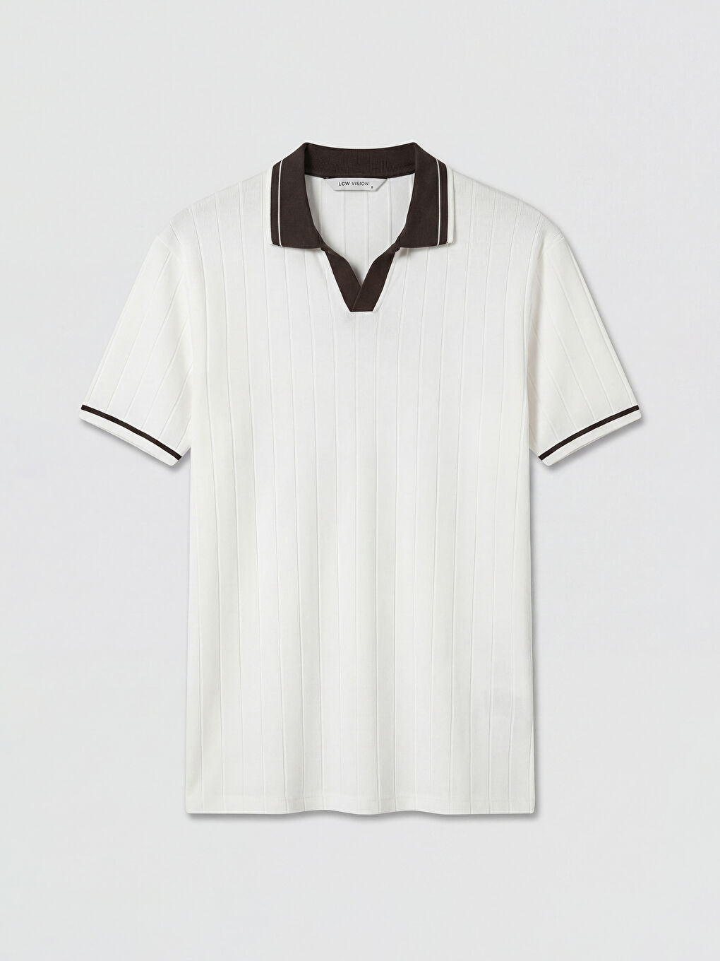 Ekru Polo Yaka Erkek Dokulu Tişört