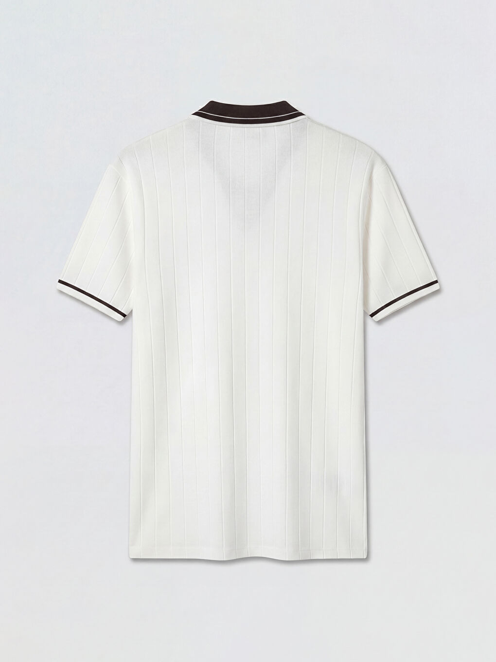 Ekru Polo Yaka Erkek Dokulu Tişört-1