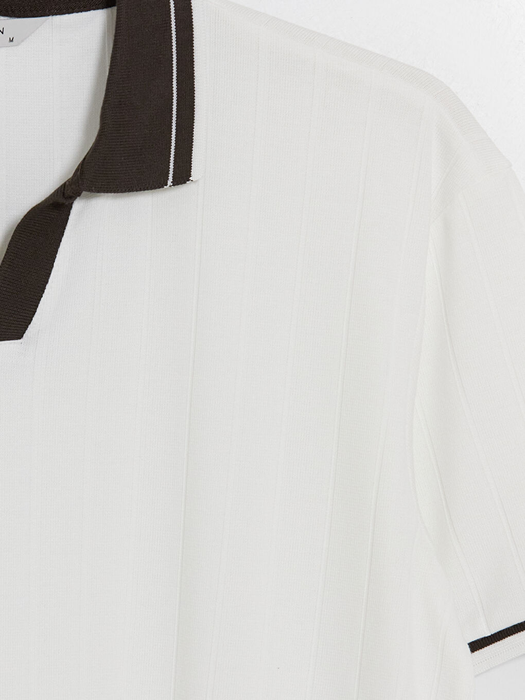 Ekru Polo Yaka Erkek Dokulu Tişört-2