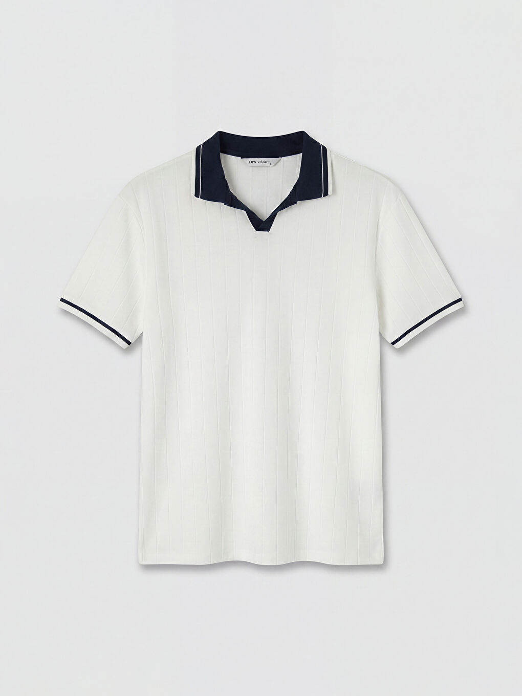 Beyaz Polo Yaka Erkek Dokulu Tişört