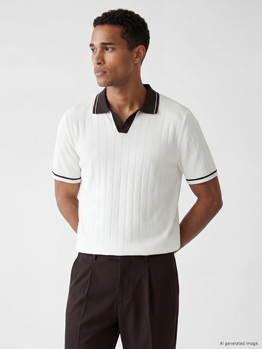 Polo Collar Men's Textured T-Shirt