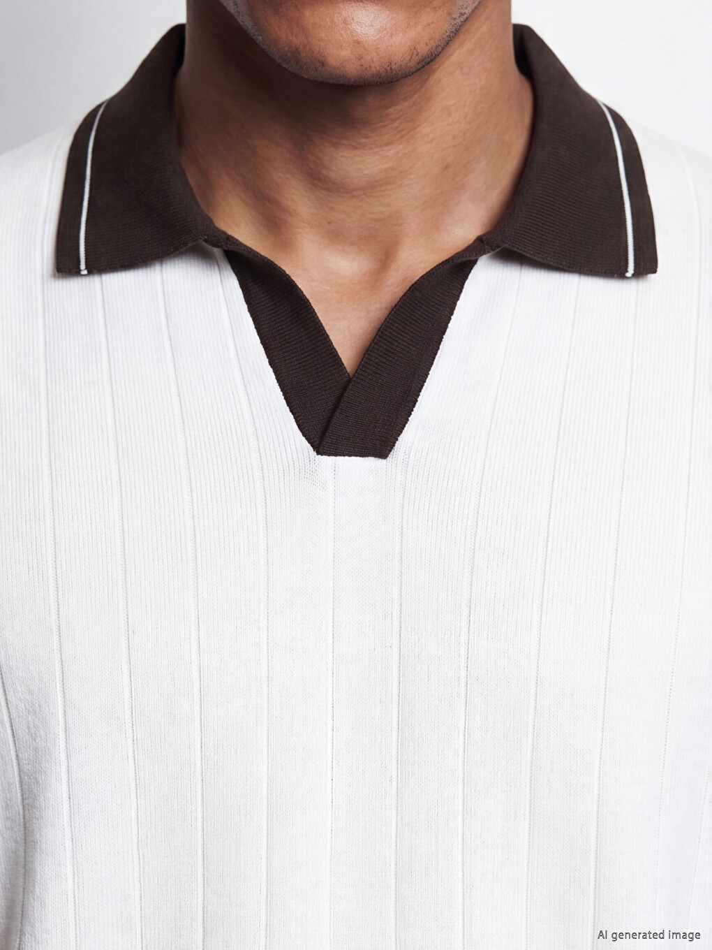 Polo Collar Men's Textured T-Shirt-2