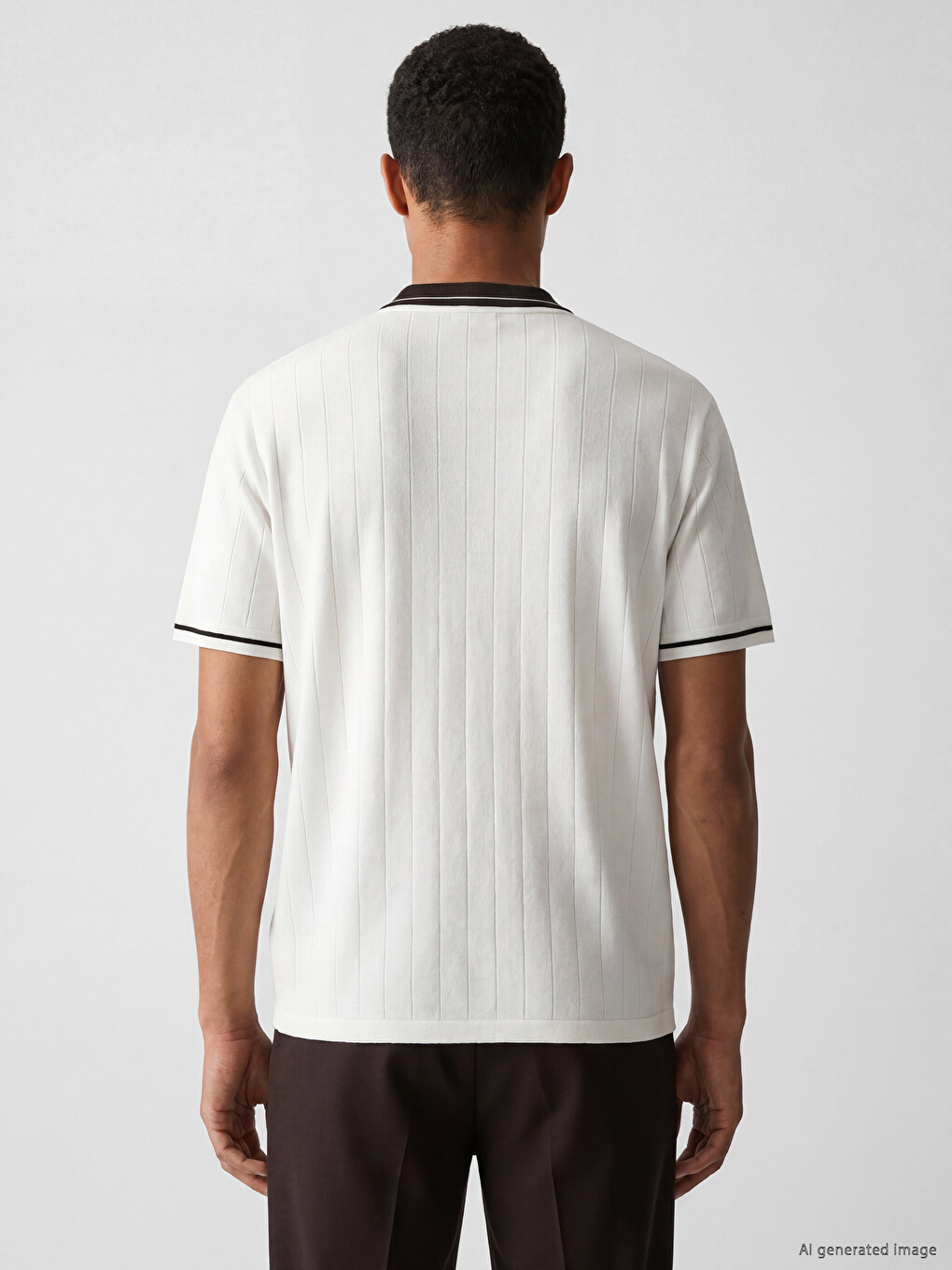 Polo Collar Men's Textured T-Shirt-3