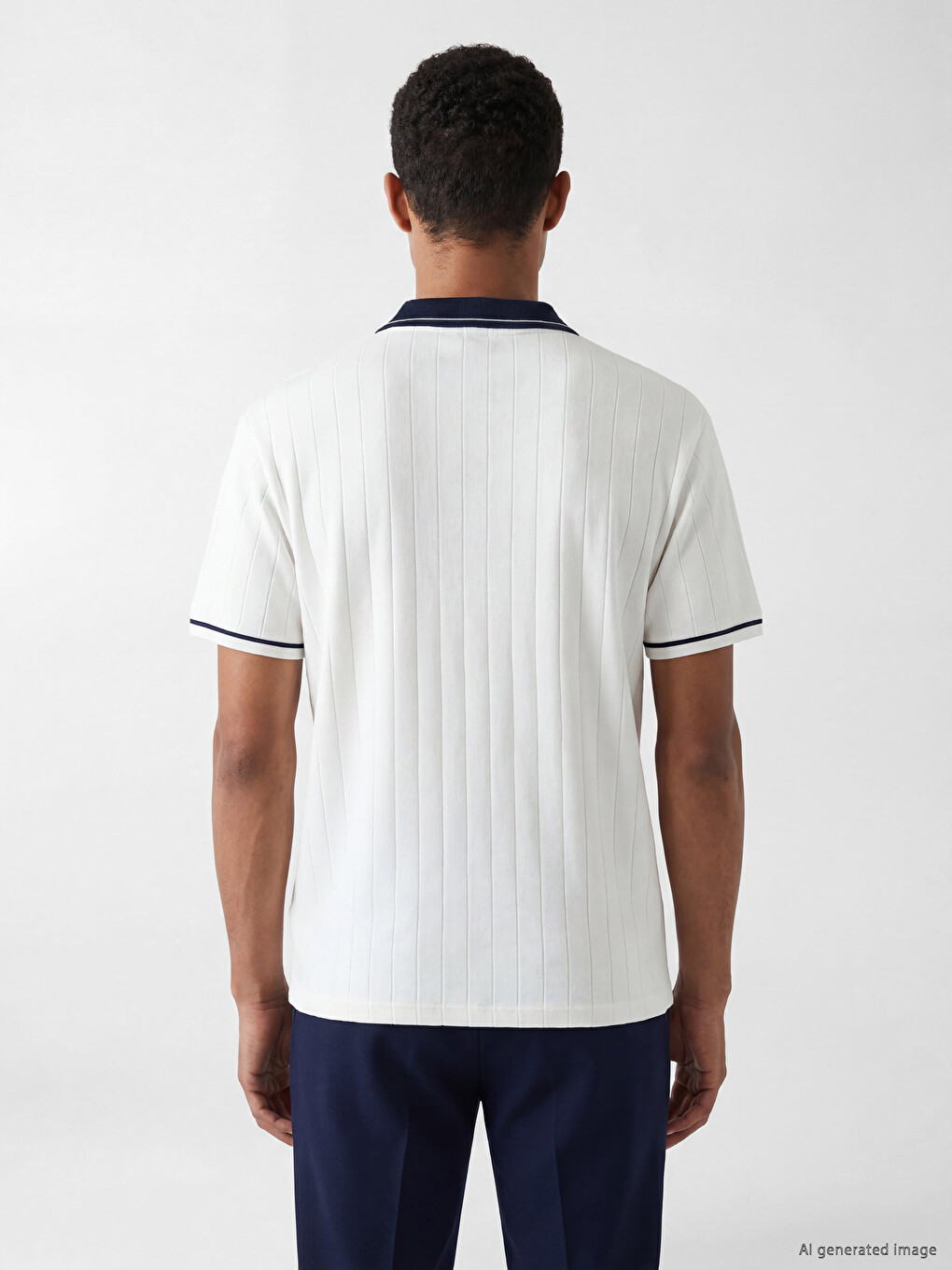 Polo Collar Men's Textured T-Shirt-3