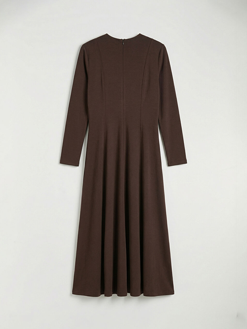 Kahverengi Bisiklet Yaka Kloş Elbise-4