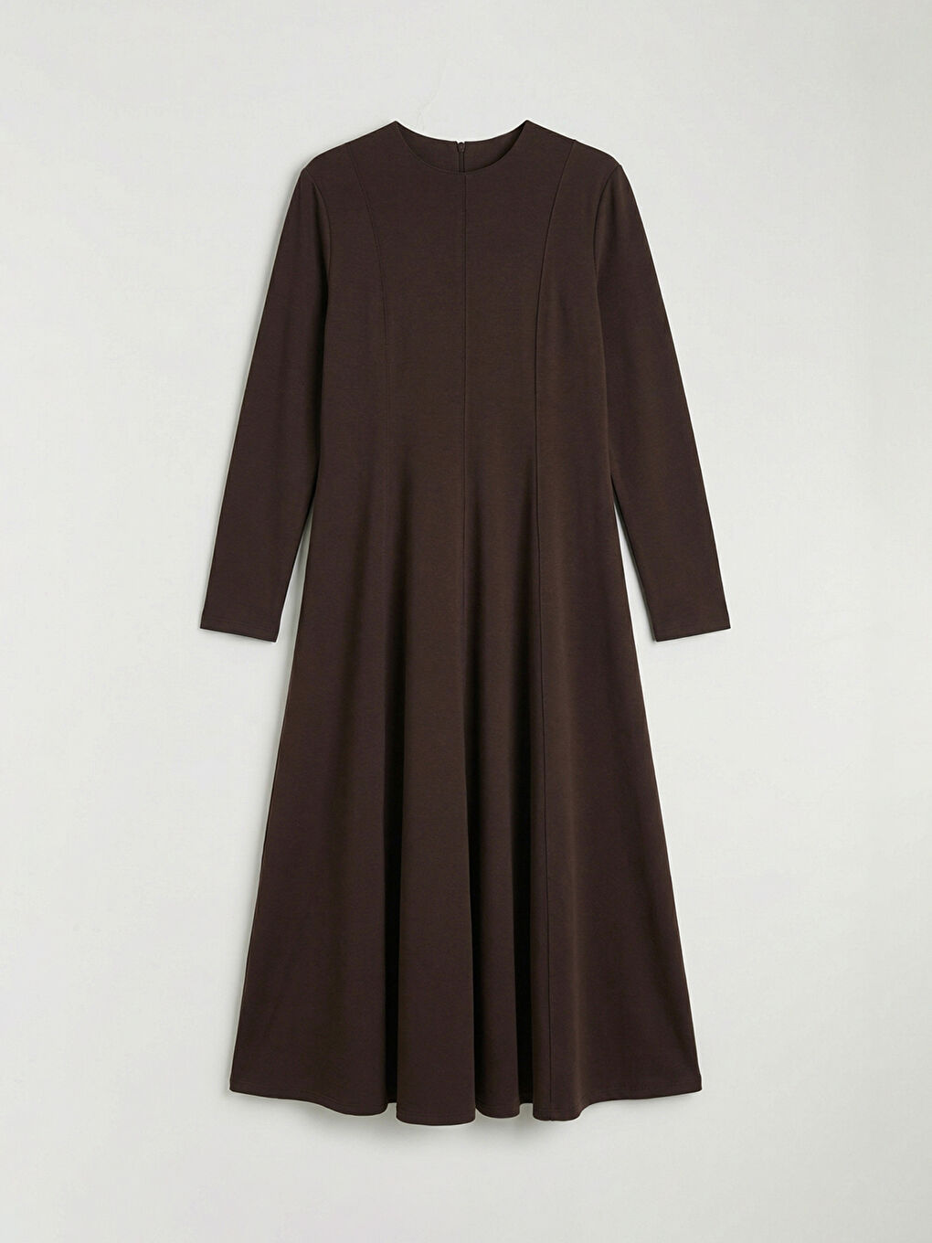 Kahverengi Bisiklet Yaka Kloş Elbise-5