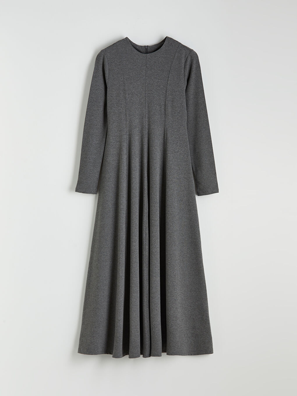 Gri Bisiklet Yaka Kloş Elbise-4