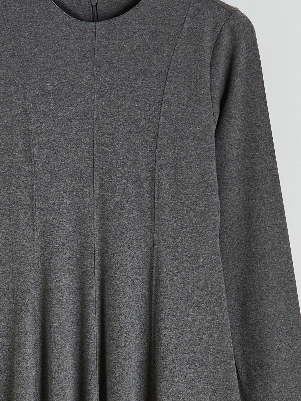 Gri Bisiklet Yaka Kloş Elbise-5
