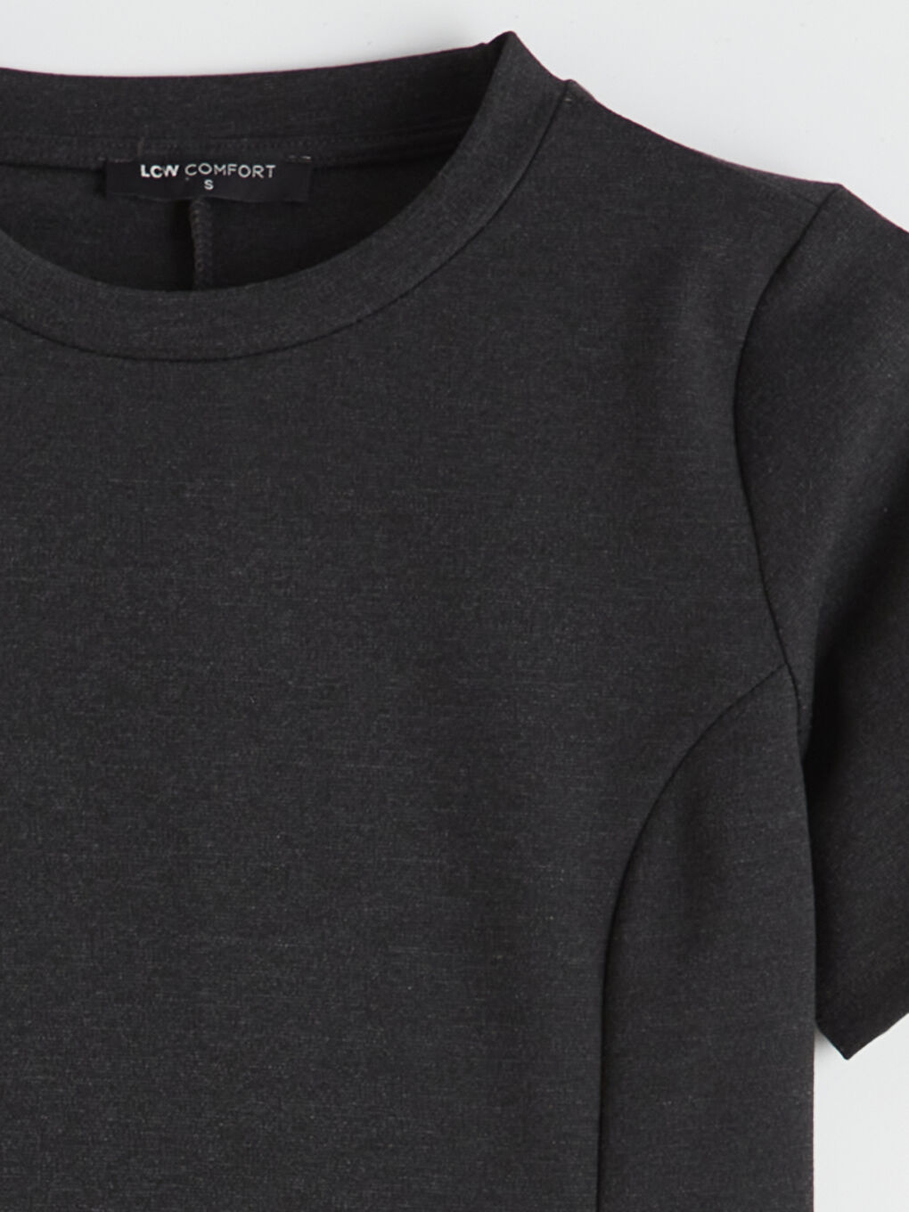 Antrasit Bisiklet Yaka Süs Kemer Detaylı Mini Elbise	-5