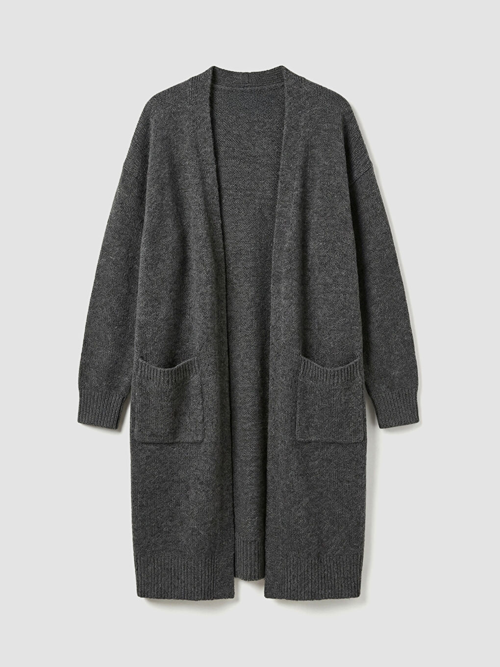 Gri Şal Yaka Kadın Triko Hırka-4